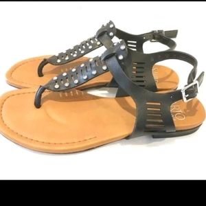 Franco Sarto A Sarita Black Leather Sandals